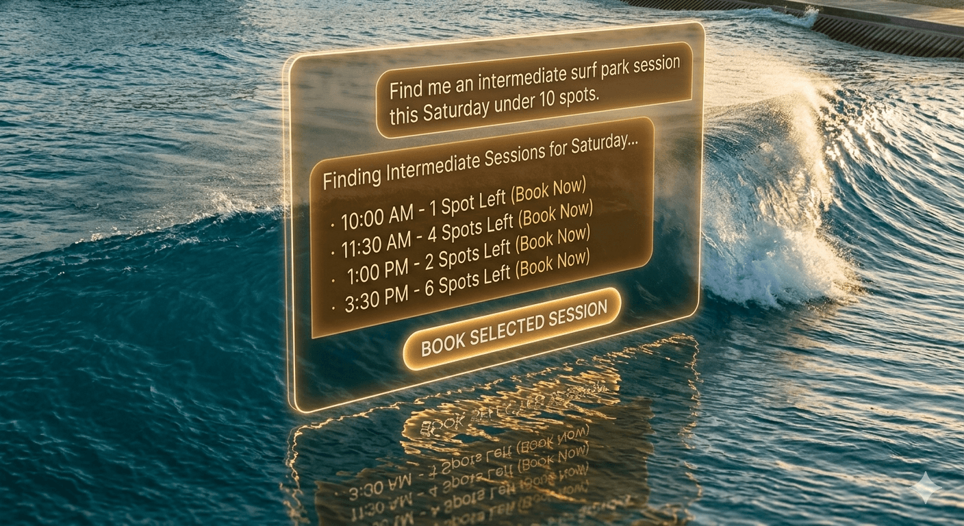 AI agent finding surf park sessions via MCP server