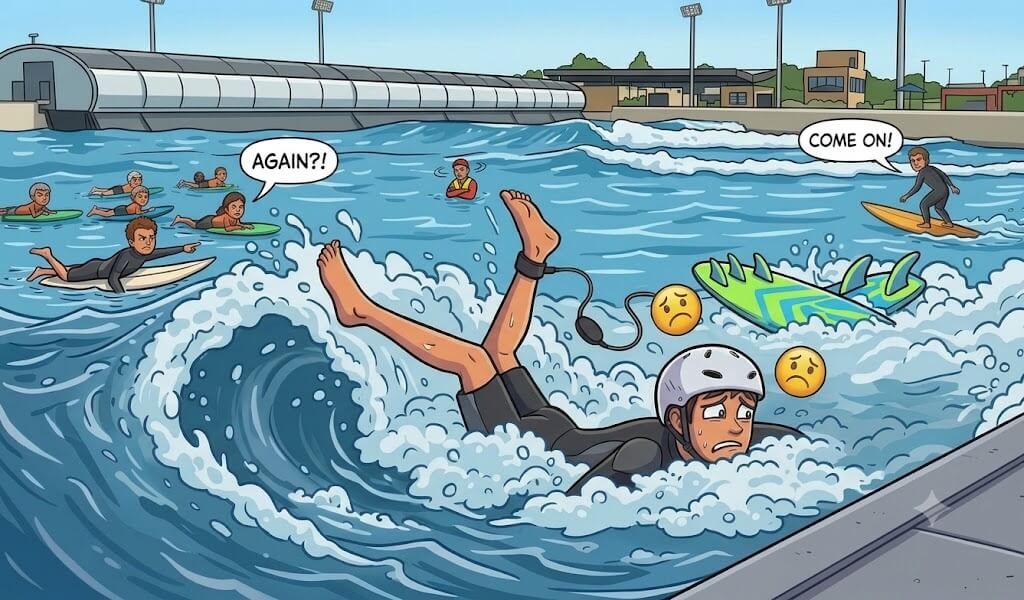 The Paddle of Shame cartoon at a wave pool